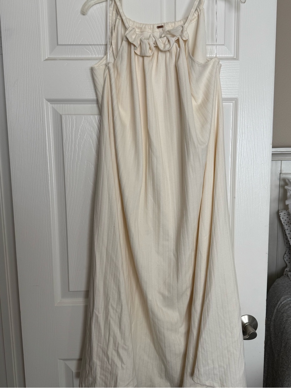 NWOT Free People Women's Cream Ruffled Strap Maxi Sundress, L